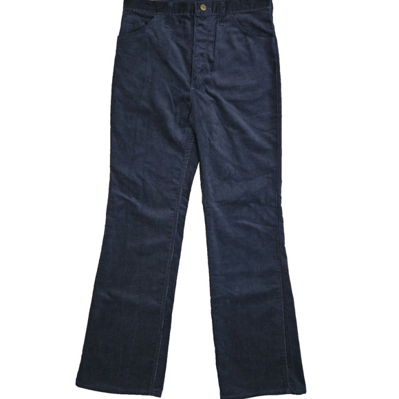 Vintage Wrangler Corduroy Pants Men's 32 X 31 Dark Blue Med Rise USA W Pockets - Picture 10 of 10